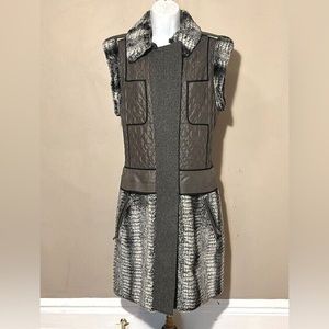 BCBG Max Azria Archer Vest Gray Quilted and Faux Fur Size M​